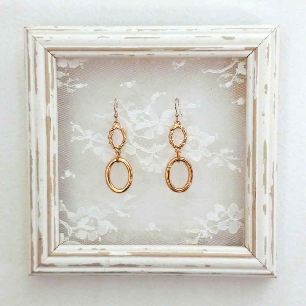 Worthington - Gold Tone Dangle Drop Hoop Earrings